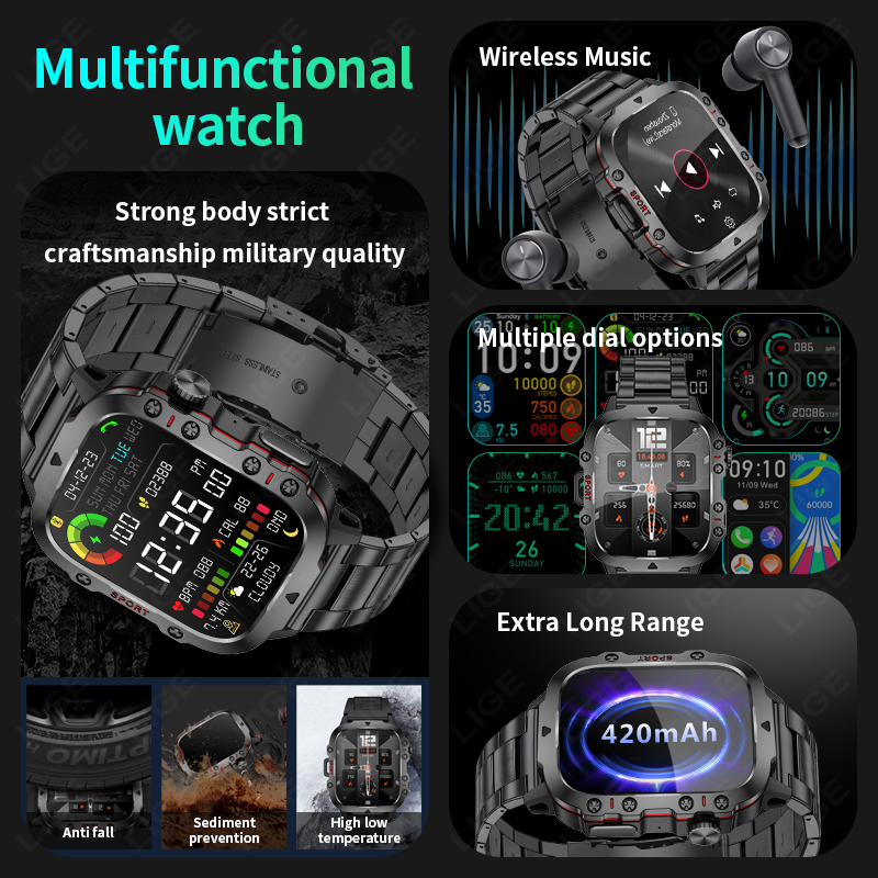 2026 견고한 군용 피트니스 스마트 워치 남성용 안드 - Smartwatch Rugged Watches For Men 리뷰 및 가격