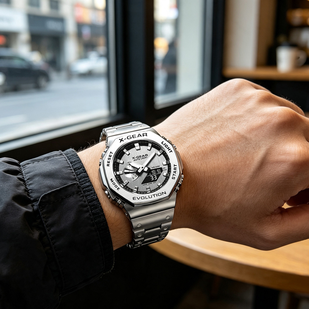 X-GEAR 듀얼 디스플레이 디지털 스포츠 시계 스틸  - Smartwatch Watches Girls 리뷰 및 가격