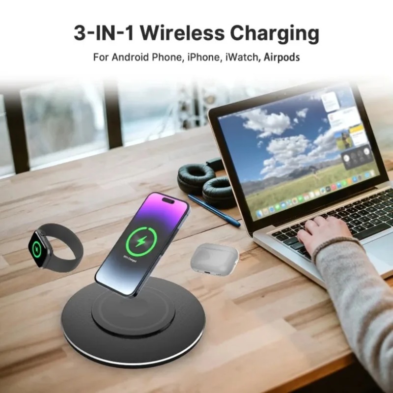 컴팩트 15W 3 in 1 무선 충전 패드 고속 충전  - Smartwatch Phone Watches 리뷰 및 가격